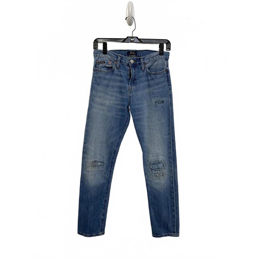 Polo Ralph Lauren Distressed Blue Denim Jeans Sullivan Slim 27” Straight Skinny